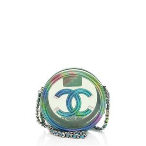 Chanel PVC Rainbow CC Filigree Round Clutch with Chain